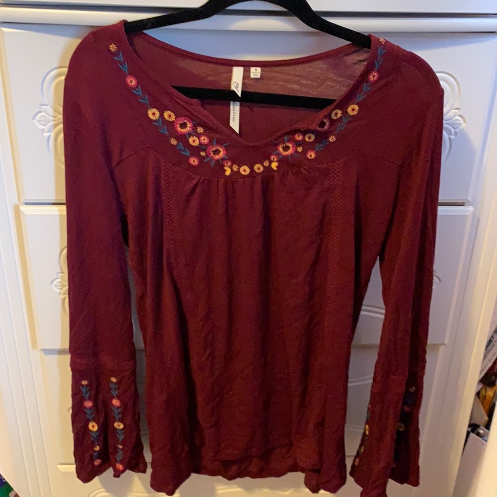 Bell sleeved red blouse